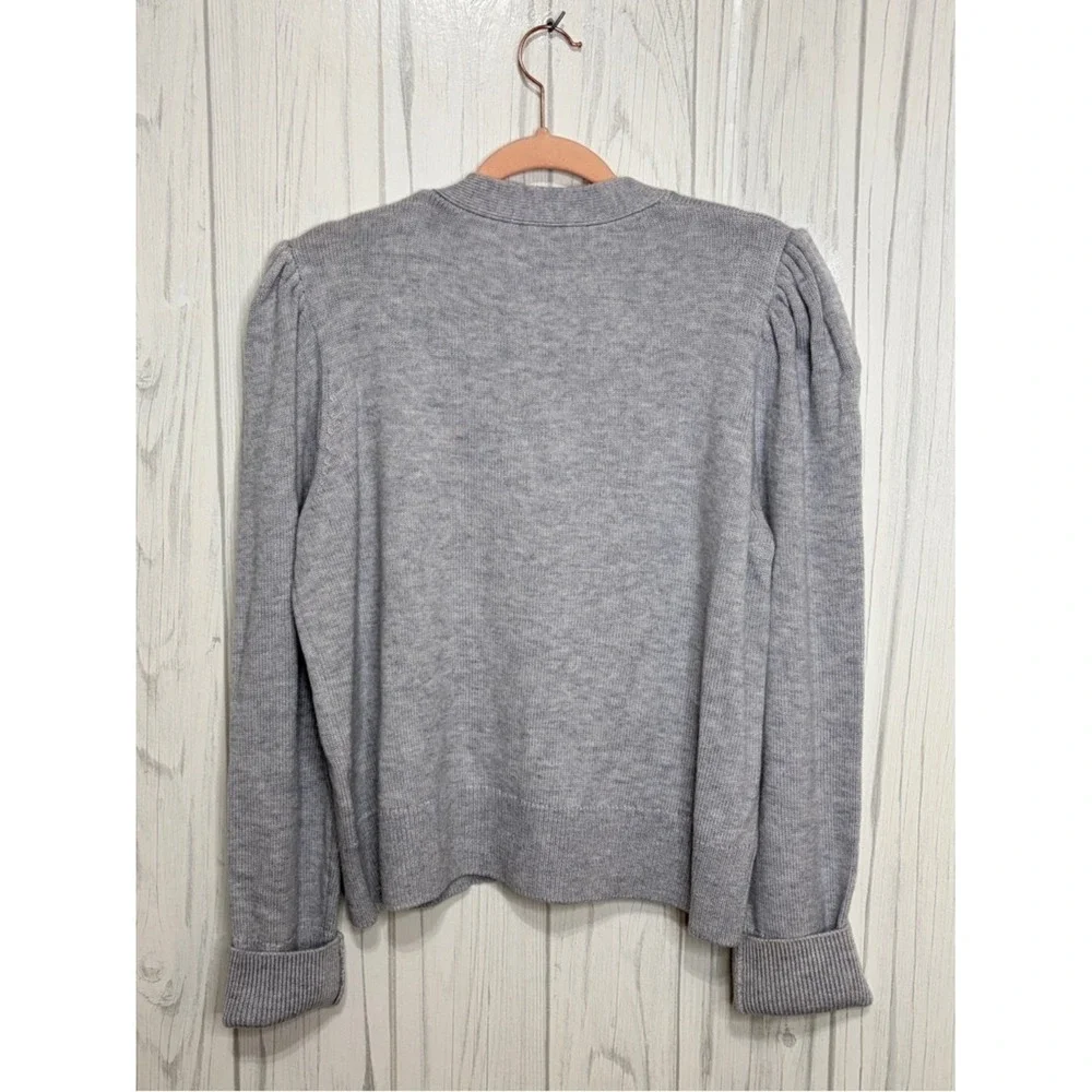 KATE SPADE NY NWOT Pearl Pave Heart Cardigan in Heather Gray, XL ($368)‎